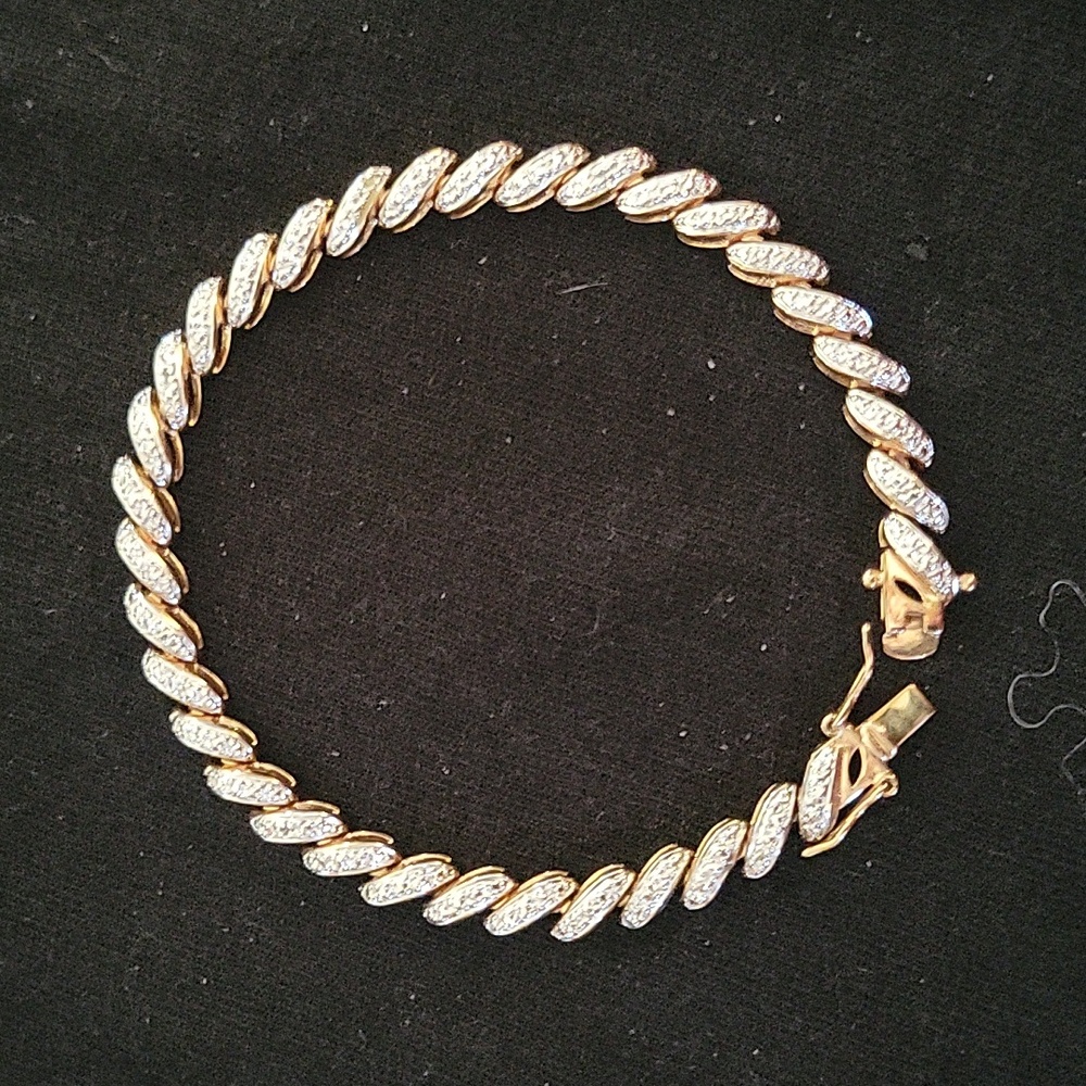 18k over sterling silver diamond cut tennis bracelet